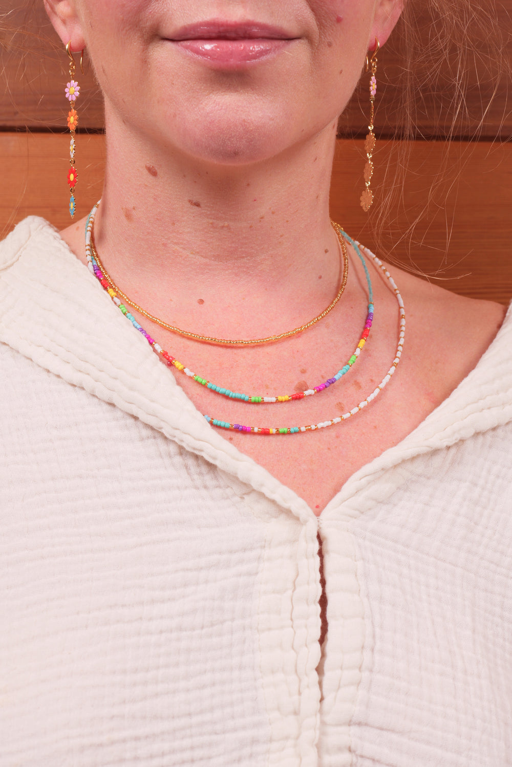 Triple Strand Multi Colour Necklace