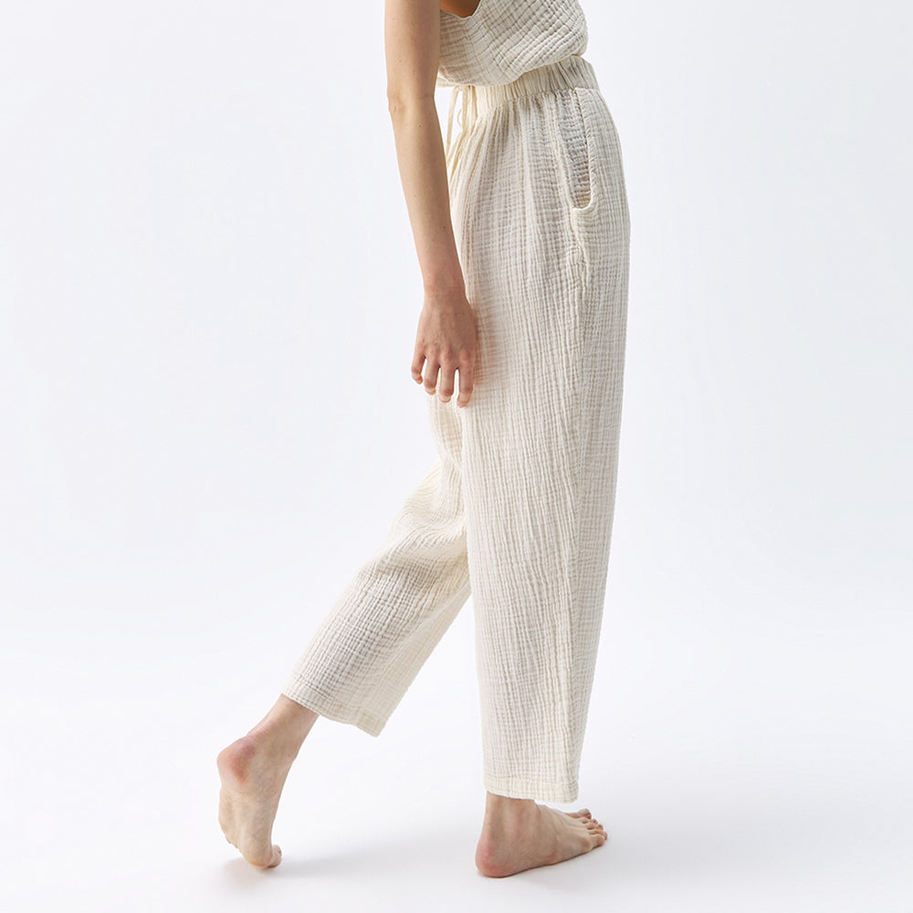 Crinkle Slouchy Pants - One-Sized - Cream