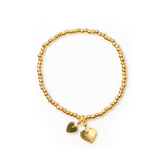 Elasticated Heart Charm Bracelet In Gold Plate - GP404H