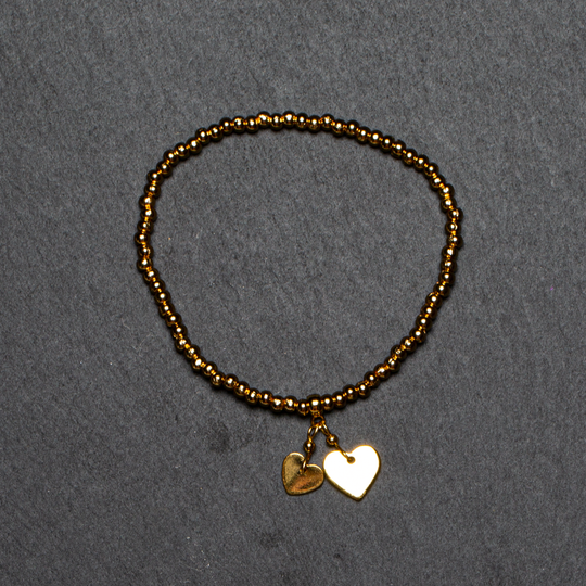 Elasticated Heart Charm Bracelet In Gold Plate - GP404H