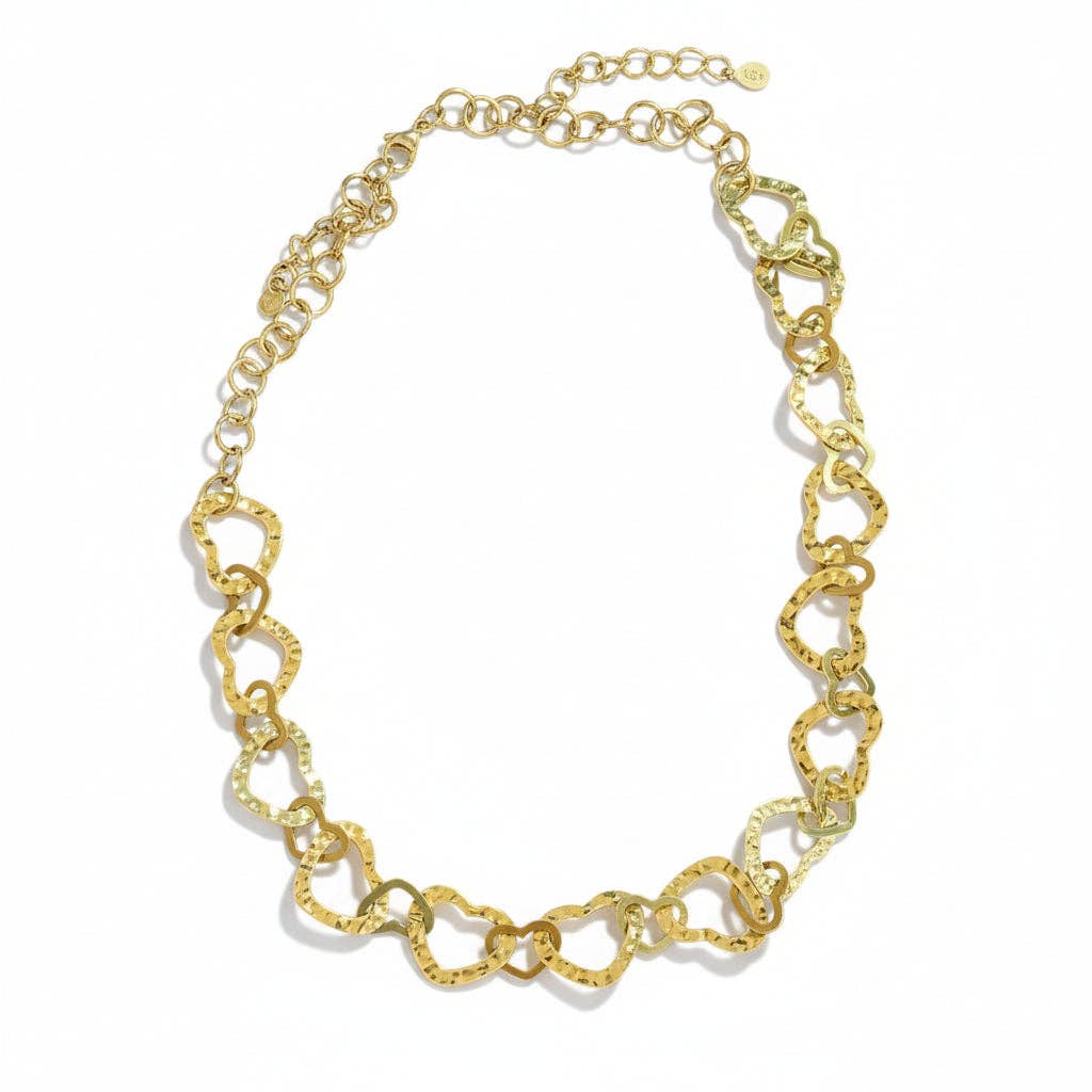 Linked Heart Necklace - Gold Stainless Steel