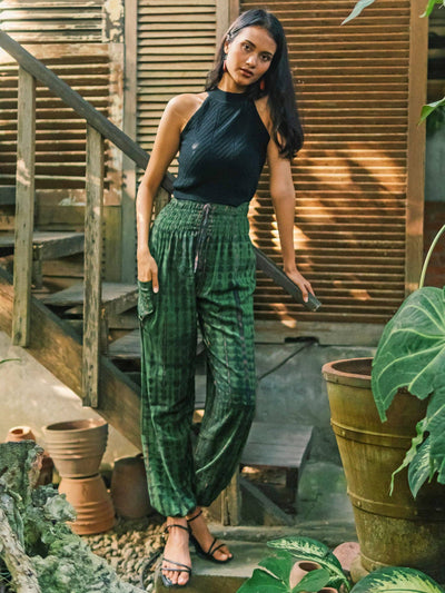 Bone Tie Dye Bali Pants - Green