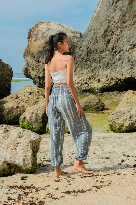Bone Tie Dye Bali Pants - Grey & White