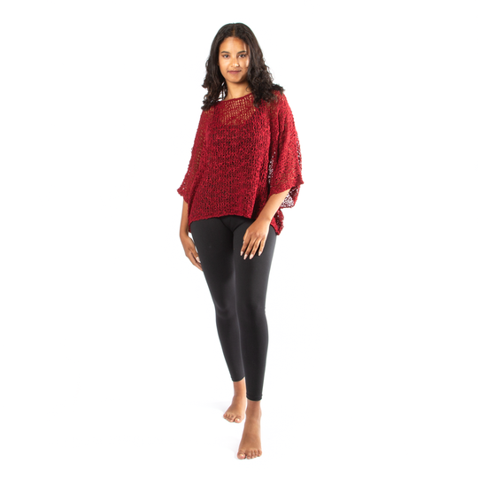 Red Popcorn Knit Top