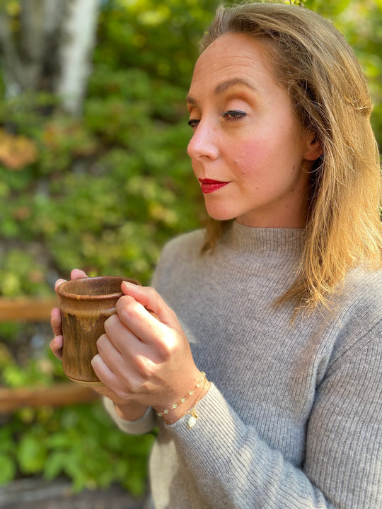 Amazonite & Glass Bead Bracelet In Gold Plate