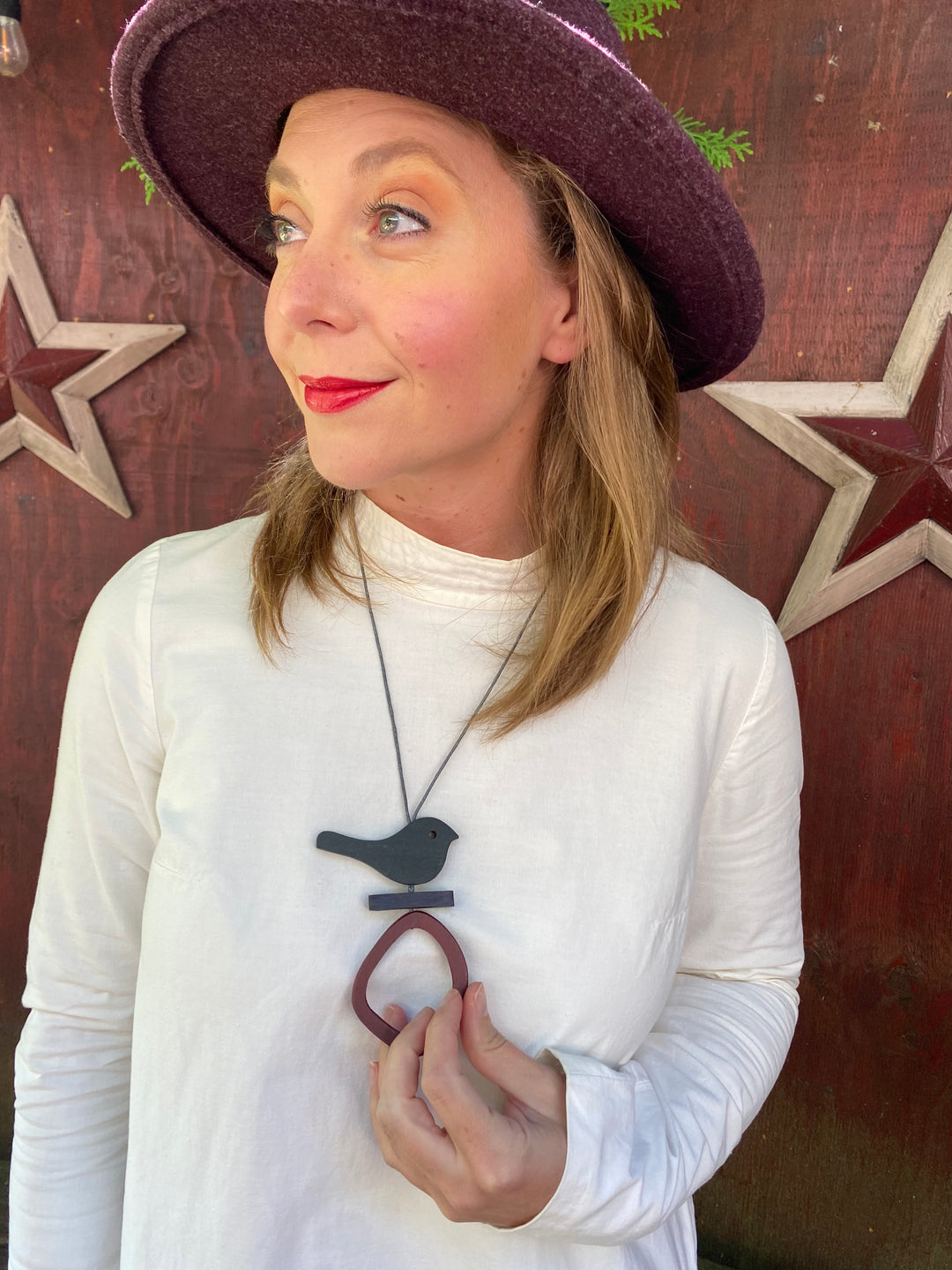 Bird On Hoop Necklace