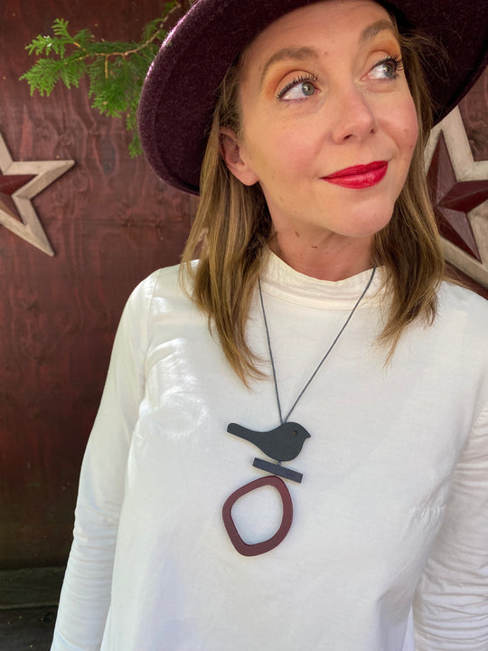 Bird On Hoop Necklace