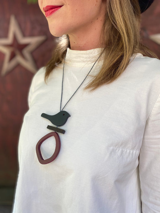 Bird On Hoop Necklace