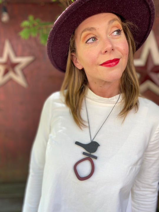 Bird On Hoop Necklace