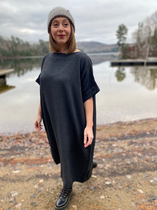 Crinkle Balloon Dress - One-Sized - Black