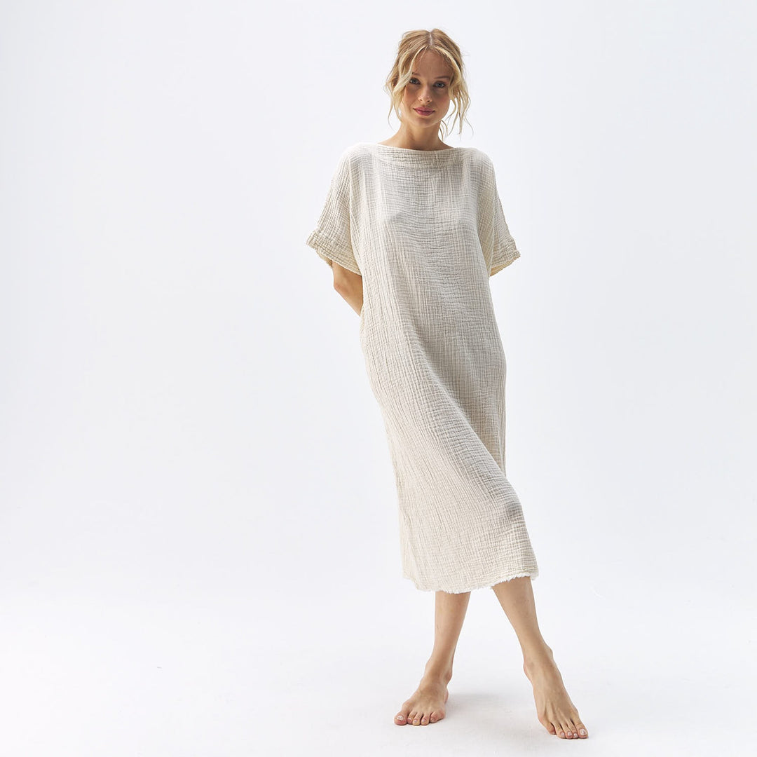 Crinkle Balloon Dress - One-Sized - Cream