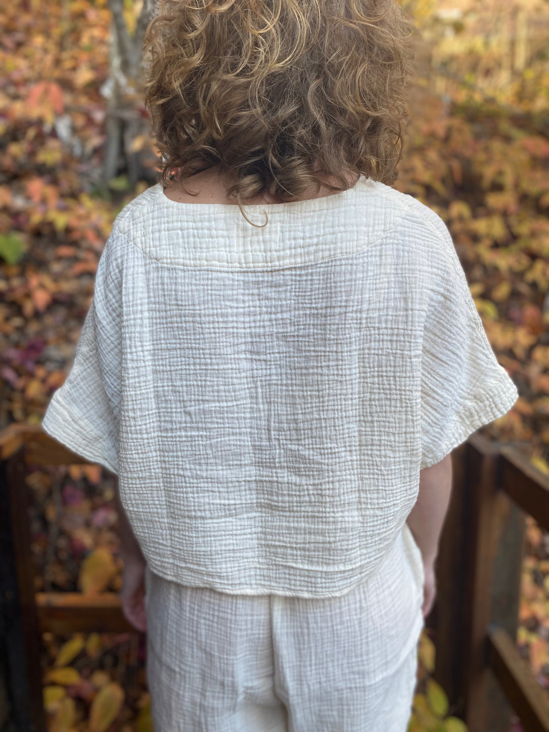 Crinkle Crop Top - One-Sized - Cream