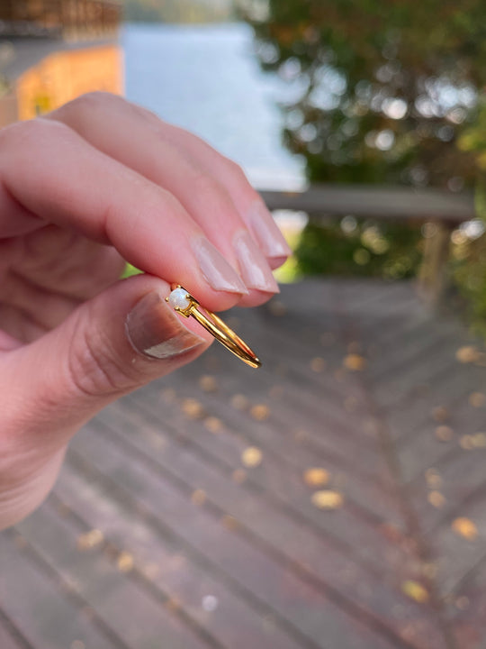 Dainty Pearl Ring in Gold Vermeil