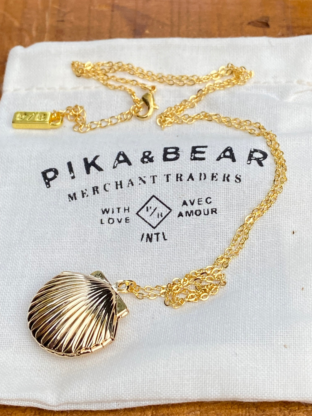 Sea Shell Locket Necklace in Gold