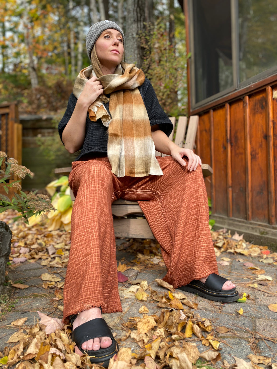 Luxury Alpaca Scarf -  Cinnamon Check