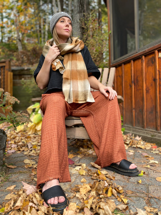 Luxury Alpaca Scarf -  Cinnamon Check