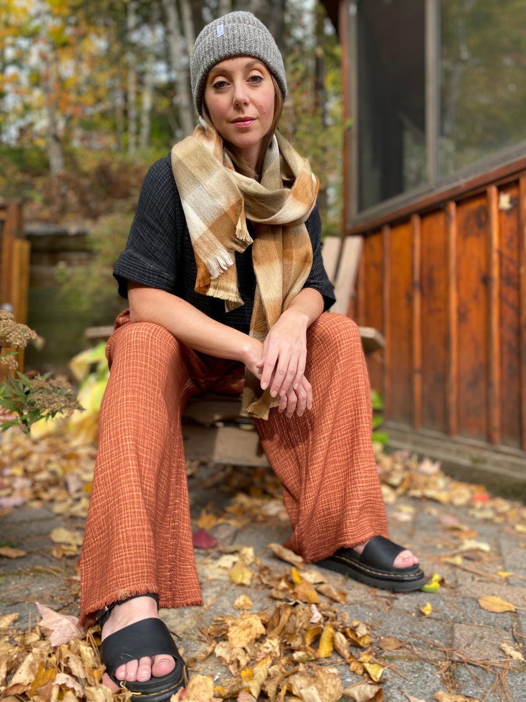 Luxury Alpaca Scarf -  Cinnamon Check
