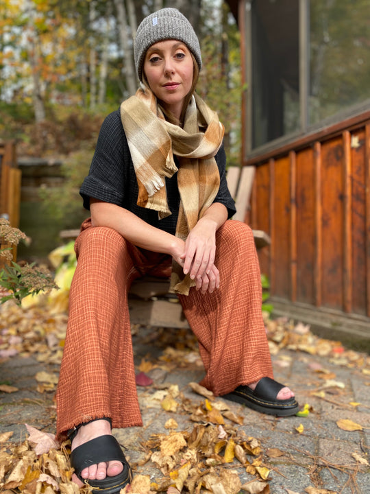 Luxury Alpaca Scarf -  Cinnamon Check