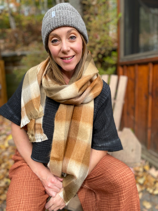Luxury Alpaca Scarf -  Cinnamon Check