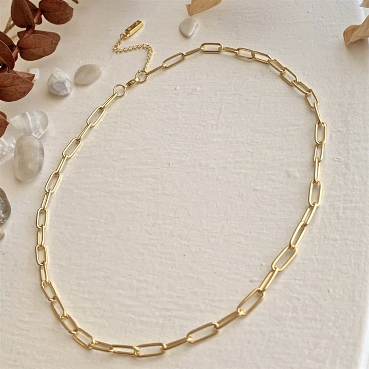 Classic Paperclip Chain Necklace in Gold
