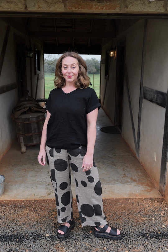 French Linen Pants - Easy polka dot