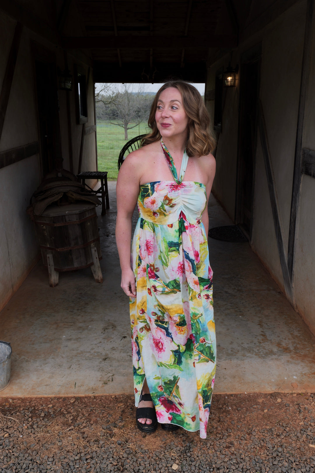 Watercolor Peony Sundress