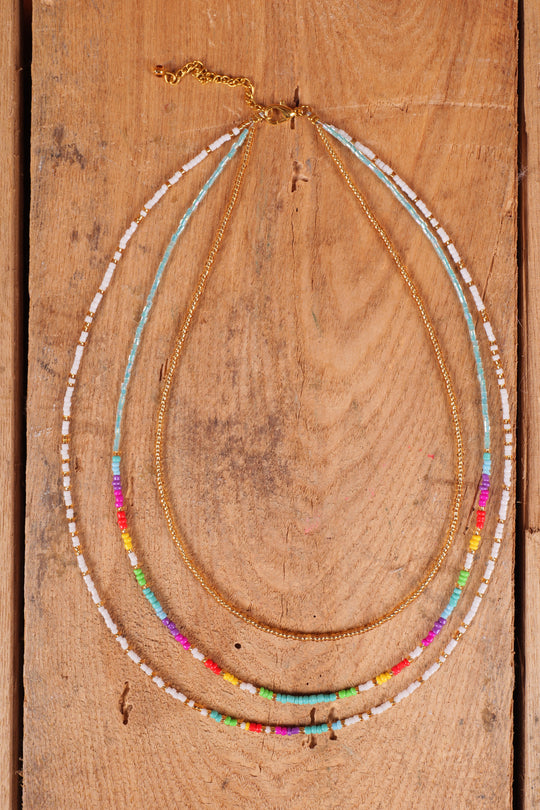 Triple Strand Multi Colour Necklace
