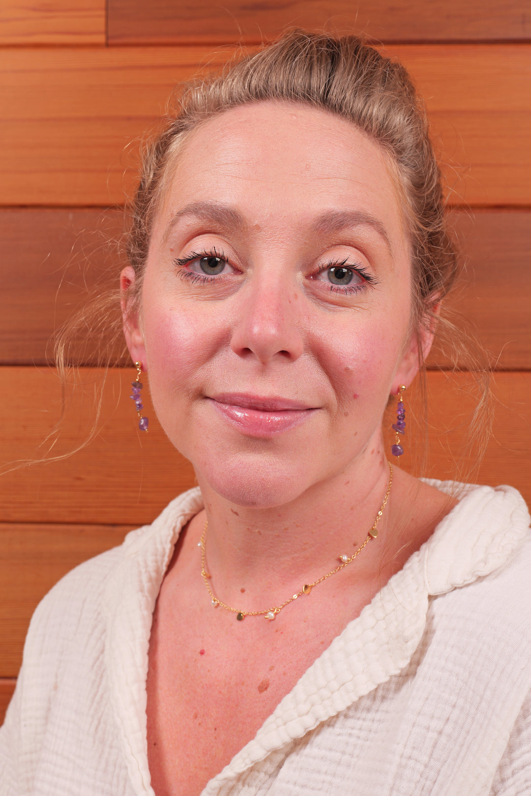 Amethyst Cluster Drop Earrings