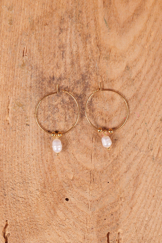 Hoop & Pearl Earrings