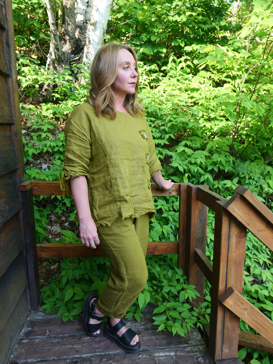 Olive Linen Pants