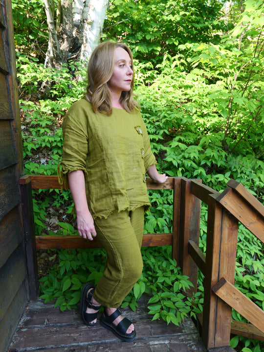 Olive Linen Pants