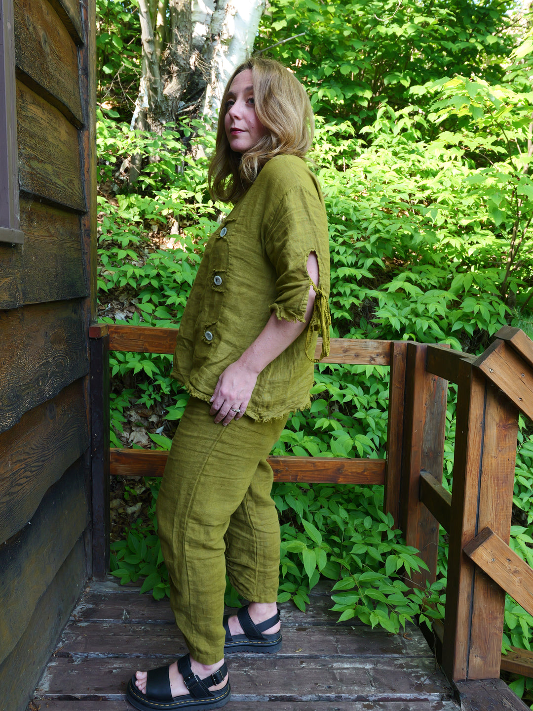 Olive Linen Pants