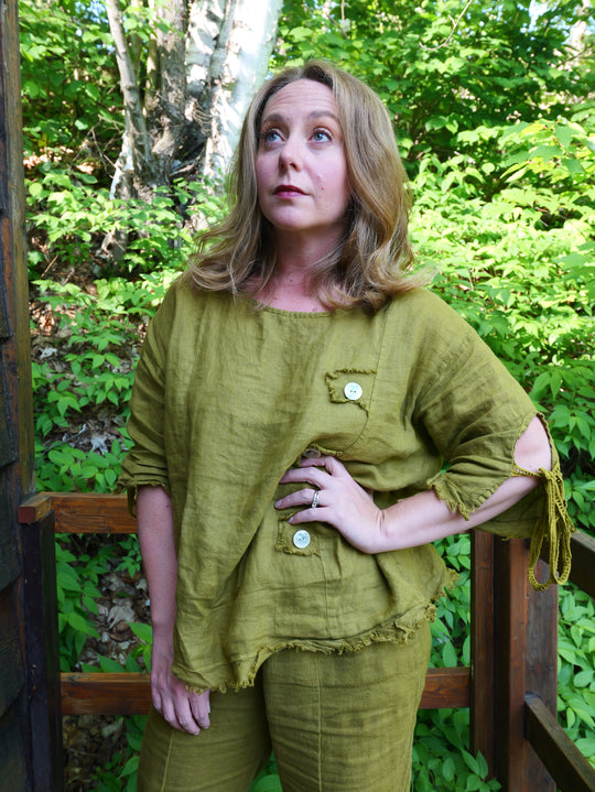 Olive Linen Top
