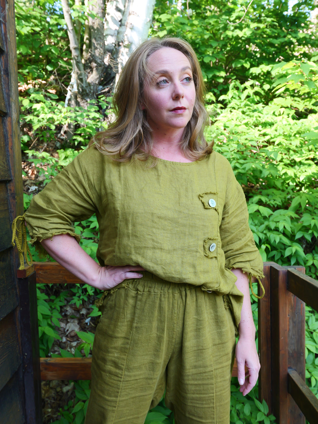 Olive Linen Top