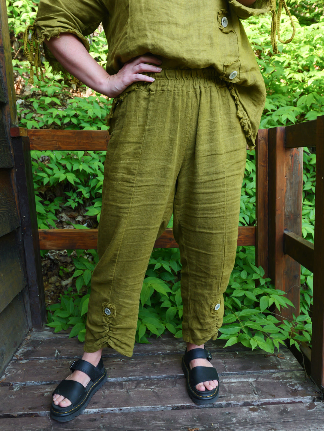 Olive Linen Pants