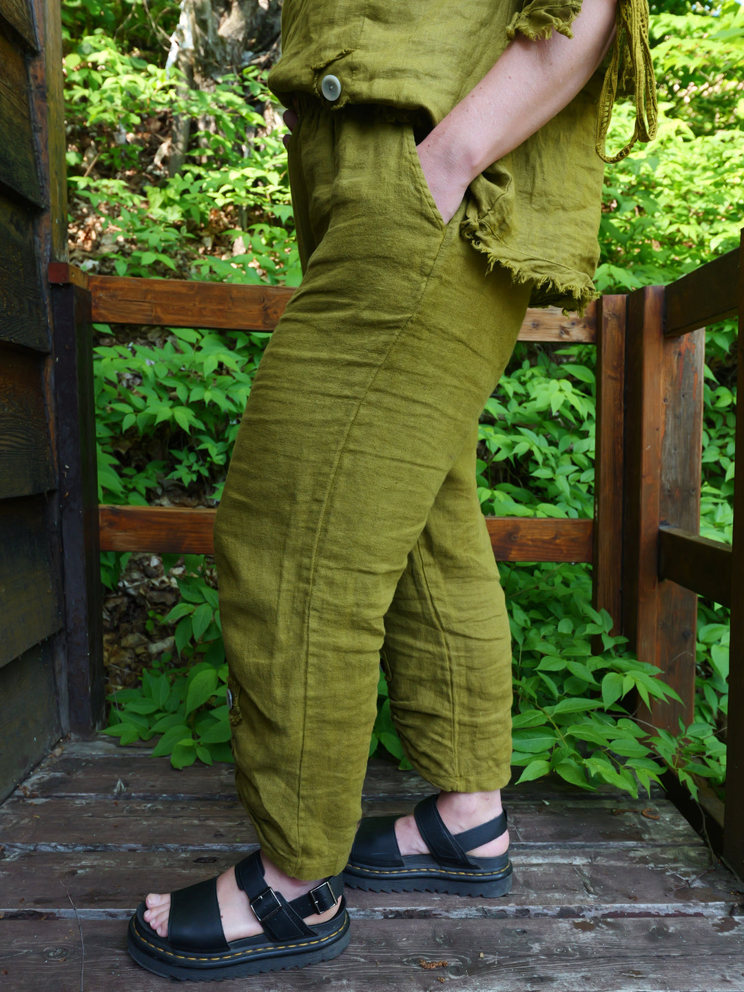Olive Linen Pants