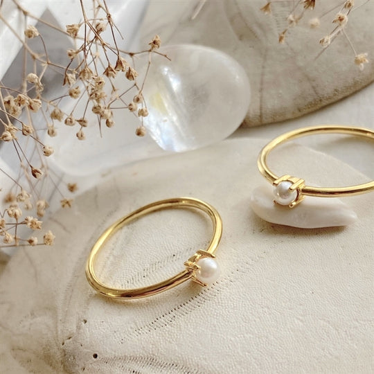 Dainty Pearl Ring in Gold Vermeil
