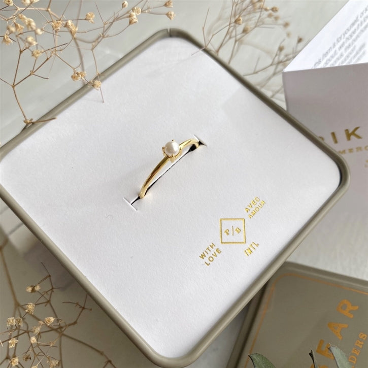 Dainty Pearl Ring in Gold Vermeil