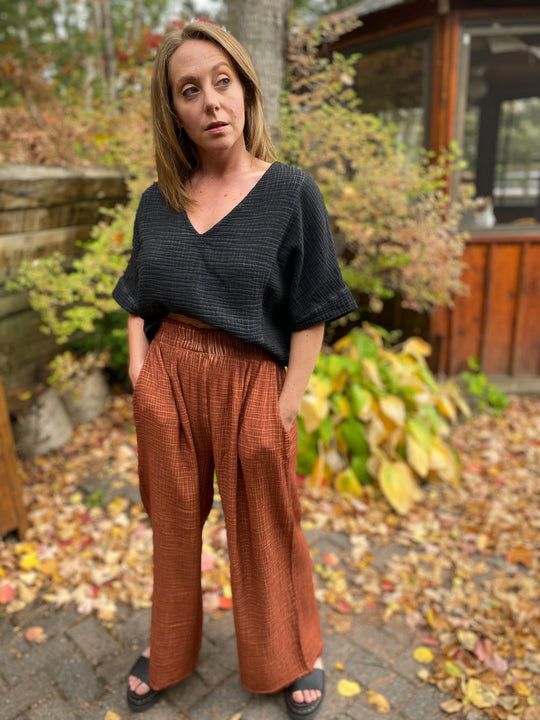 Turkish Cotton Crinkle Crop Top - One-Sized - Black