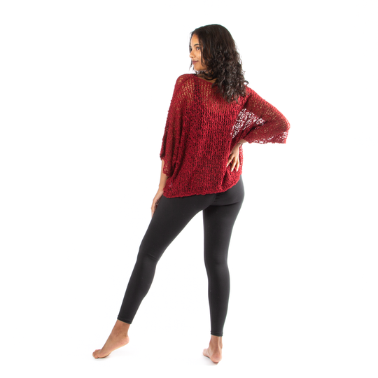 Red Popcorn Knit Top