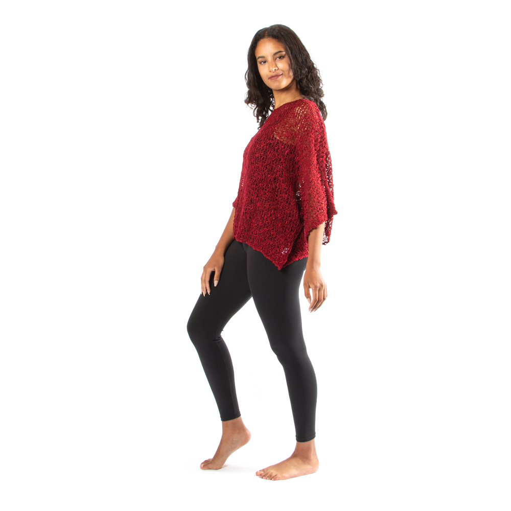 Red Popcorn Knit Top