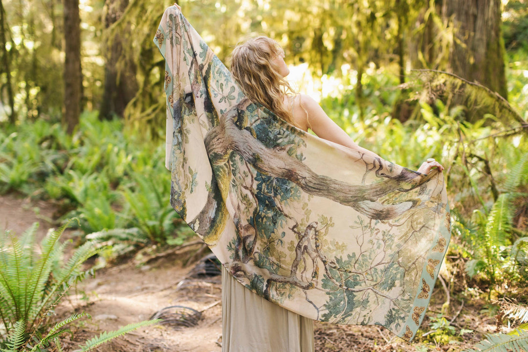 Earth & Sky Scarf with Tree Print