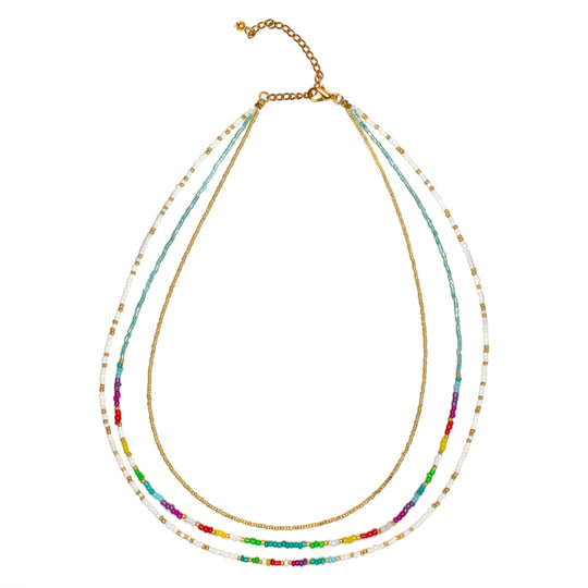 Triple Strand Multi Colour Necklace