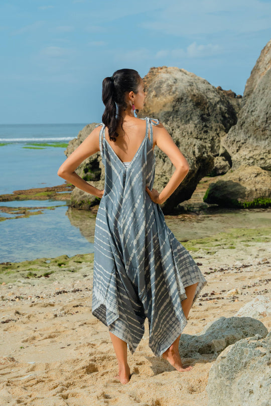Bone Tie Dye Romper - Grey & White
