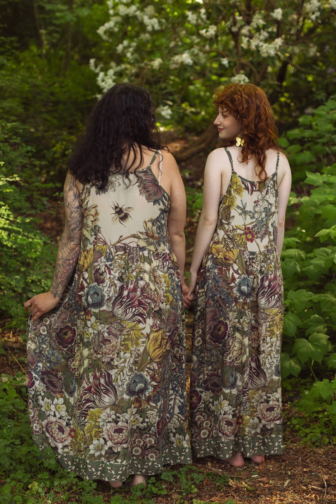 Love Grows Wild Bohéme Long Maxi Slip Dress w/ Bees Floral