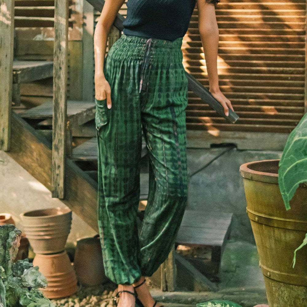 Bone Tie Dye Bali Pants - Green