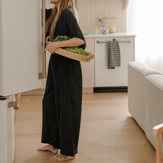 Turkish Cotton Crinkle Palazzo Pants - One-Sized - Black