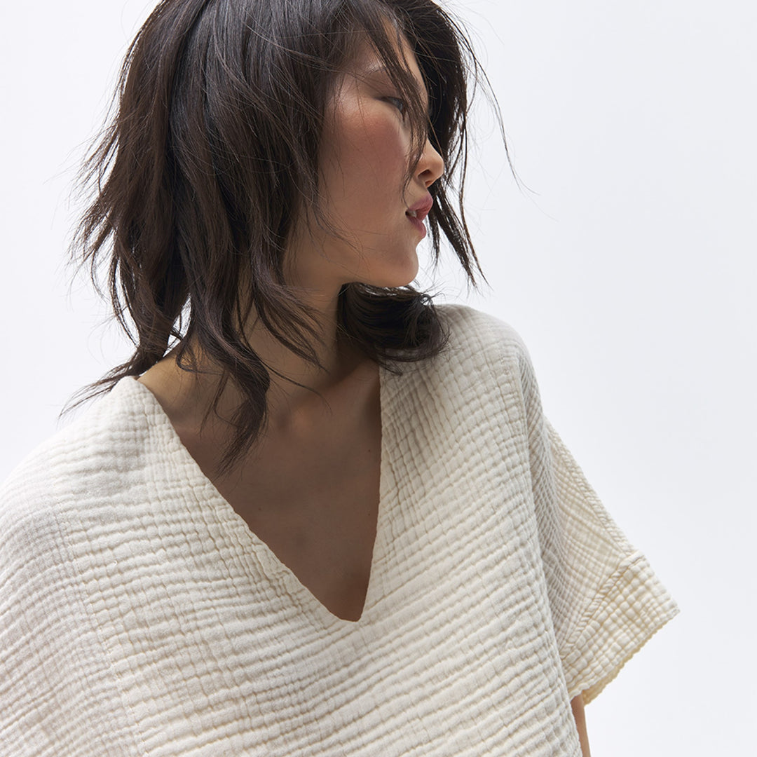 Crinkle Crop Top - One-Sized - Cream