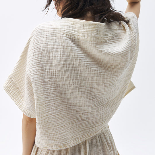 Crinkle Crop Top - One-Sized - Cream
