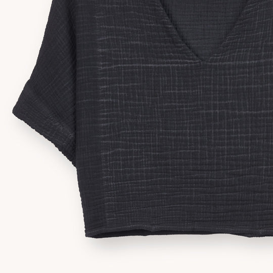 Turkish Cotton Crinkle Crop Top - One-Sized - Black